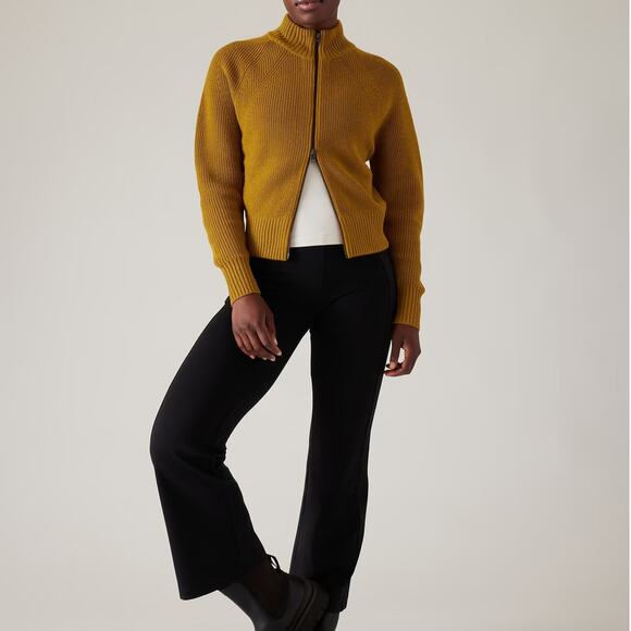 Athleta En Route Full Zip Sweater Thermolite Cardigan Jacket Palo Verde Wool - Picture 11 of 11